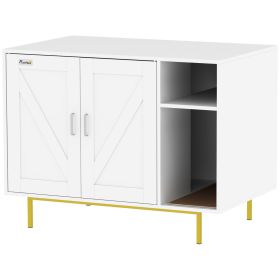 Cat Litter Box Enclosure End Side Table with Scratching Pad, Storage, for Living Room, Bedroom, 31.5" x 20" x 24"