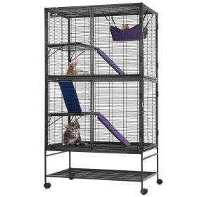 VEVOR 64.6" Rolling Metal Ferret Cage, Large 4-Tier Critter Nation Cage, Small Animal Cage with Ramps & Tray, Easy to Set up for Pet Rats, Hamste